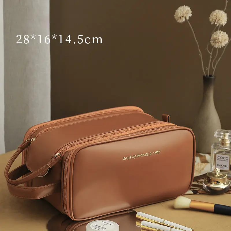 1 Piece Simple Series Simple Solid Color PU Women's Makeup Bags h5 